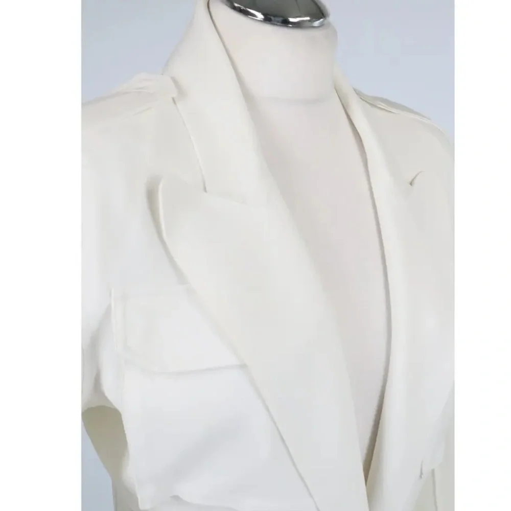 Norma Kamali Single Breasted Scuba Cargo Blazer, white, size S - Picture 15 of 15